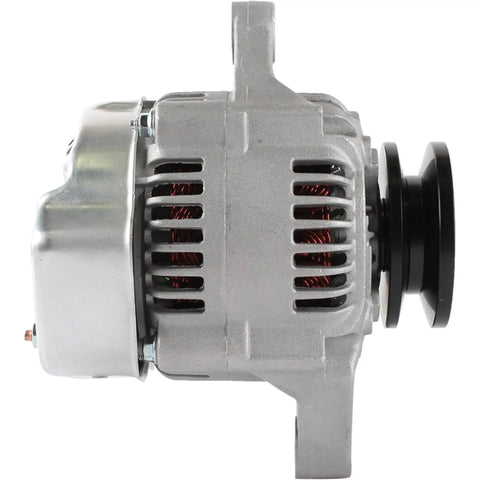 Road Ready 12 Volt 125 Amp Alternator For Kubota UTV With Internal Regulator And Integrated Cooling Fan side view showing cooling fan and rotor.