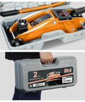 Low-Profile Hydraulic Trolley Floor Jack, 2 Ton Capacity, orange, in storage case, durable steel for shop, garage, roadside use