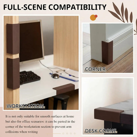 Self Adhesive Rubber Corner Protectors For Walls And Furniture, Brown Baseboard Edge Guards in home and office settings