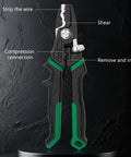 Kick Butt With This Badass 8 Inch Electrical Wire Tool Crimping And Stripping Made Tough High Grade Steel Compact Design showing multifunctional features.