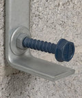 One Hundred Pack Diamond Tip Concrete Screws One Quarter Inch By One And Three Quarters Inch Hex Head With Drill Bit Included For Masonry Brick And Block Anchoring Indoors Or Outdoors Heavy Duty Blue Coated Rust Resistant visible with screw in block wall