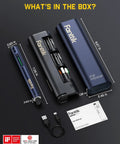Components of Mini Cordless Rotary Tool Kit With NeoPulse Motor And Revostor Hub, including case and accessories.