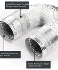 4 Inch Dryer Vent Hose 10 Foot Flexible Aluminum Duct With Two Clamps Heavy Duty Four Layer Protection details