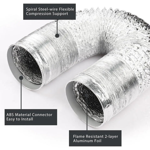 4 Inch Dryer Vent Hose 10 Foot Flexible Aluminum Duct With Two Clamps Heavy Duty Four Layer Protection details
