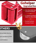 Red anodized No Fuss Safe One Way Roller Bearing Thin Rip Jig with dual knurled rollers for table saws, band saws, router tables.