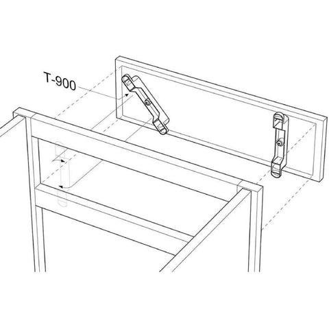 Diagram showing installation of False Front Cabinet Clips Set Of 2 With Screws for easy mounting of false drawer fronts on cabinets.