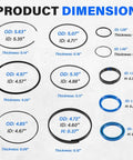 Product dimensions for Hydraulic Log Splitter Cylinder Rebuild Seal Kit For 5.0 Inch Bore And 2.0 Inch Rod, Pack Of 11