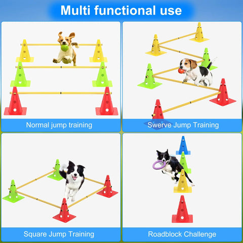 Dog Agility Hurdle And Cone Set Adjustable Obstacle Course For Backyard Training And Exercise For Dogs Of All Sizes Pro Grade