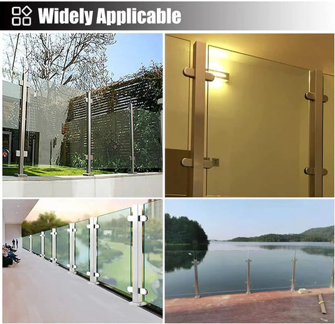 Glass Railing Kit With Clamp for Panels Balcony Deck Patio and House Handrail 95 cm Terminal Post in various applications