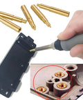 5Pcs Heat Set Insert Tips For M2 M2.5 M3 M4 M5 Threaded Inserts For 3D Printed Parts And Raspberry Pi Projects in use with soldering iron