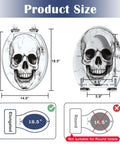 Elongated Resin Toilet Seat for Bathroom with skull design, dimensions 18.5x14.5 inches, suitable for elongated toilets.