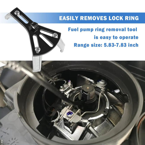 Heavy Duty Fuel Pump Removal Tool Set With Three Adjustable Arms 5.31 To 7.17 Inches Lock Ring Tool demonstration