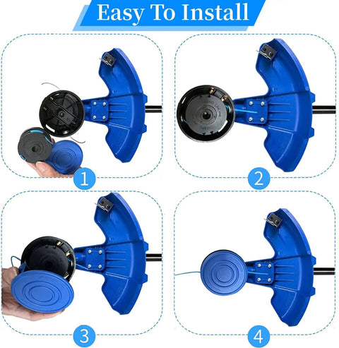 Installation steps for Kobalt 40-Volt Max Trimmer Spool Line 0.065 Inch 20 Feet Dual Line Replacement on trimmer head.