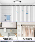 Heavy Duty Adjustable Tension Shower Curtain Rod 18 to 49 Inches No Drill No Slip Easy Install Matte Black Finish For Bathroom Kitchen Doorway Fits Glass Tile Wood in kitchen and closet setup