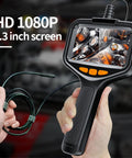 1080P HD Endoscope Camera With Light, 4.3 Inch Built-In Screen showing engine inspection view