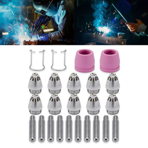 Heavy Duty Plasma Torch Consumables Kit With Two Premium Cups And Secure Brackets For Smooth Industrial Cutting On Steel Auto Parts
