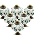 Ivory Pumpkin Ceramic Cabinet Knobs Set 12 Piece Vintage Leaf Pattern Drawer Pulls With Mounting Screws For Dresser Cabinet And Door Replacements Easy DIY Upgrade For Rustic Farmhouse Home Decor, leaf design visible on knobs