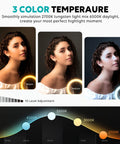 Model showing 3 color temperatures of 12 Inch Ring Light With 72 Inch Tripod Stand Dual Phone Holders 38 Color Modes Selfie Ring Light