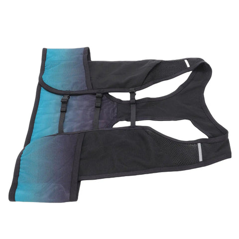 Night Running Vest With High Visibility Reflective Strips on a flat surface, highlighting breathable polyester material