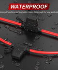 Heavy Duty 12 AWG Inline Fuse Holder For 12V Systems Waterproof In Line Fuse Block with red wires and water droplets