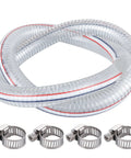 Five Foot Long Steel Wire Suction Hose With PVC Reinforced Tubing coiled with four clamps