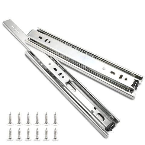 10 Inch Full Extension Ball Bearing Drawer Slides, 1 Pair Side Mount Rails For Dresser Cabinet Kitchen, Silver Finish with screws
