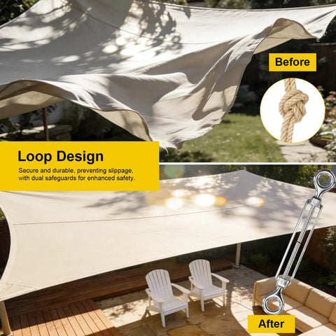 Heavy Duty Shade Sail Hardware Kit With 304 Stainless Steel Turnbuckles And Wire Ropes For Triangle Rectangle And Square Sun Shade Sails