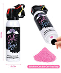 Hella Dope Gender Reveal Smoke Powder Spray Canister With Extended Range Eco Friendly Biodegradable Corn Starch Party Cloud For Boys Blue And Girls Pink Celebration Vibes displayed with pink powder and cover sticker.