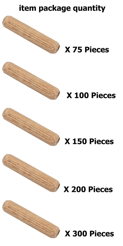 200 Pack Heavy Duty 5/16 Inch Fluted Wood Dowel Pins Built Tough From Kiln Dried Beechwood for 75 to 300 piece options.