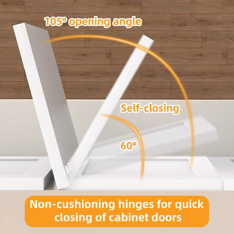 Works Like A Dream Self Closing Concealed Cabinet Hinges For Face Frame Doors 1 3 8 Inch Standard Overlay showing 105° and 60° opening angles.