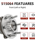 Front Wheel Hub Assembly and Bearing for 2WD Nissan Frontier Xterra Pathfinder and Suzuki Equator with ABS sensor
