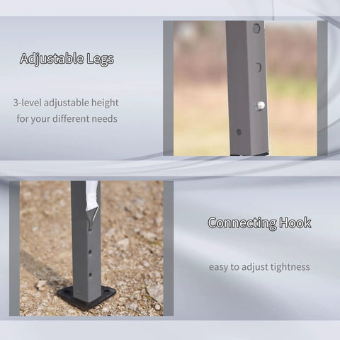 Heavy Duty 10 By 19.2 Ft Pop Up Canopy Tent For Parties And Events adjustable legs and connecting hook details.