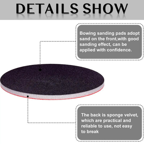Six Piece Bowling Ball Sanding Pads Kit With 5 Inch Pads In Grit P500 P1000 P2000 highlighting sanding and sponge sides.
