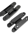Rock Solid Black Hidden Door Hinges For Flush Wood Panels, Heavy Duty Concealed Butt Hardware with sleek design, top view