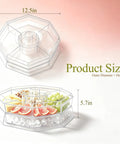 Five Compartment Chilled Serving Lazy Susan With Secure Hinged Lid, 12.5in diameter divided caddy with fruits on ice.