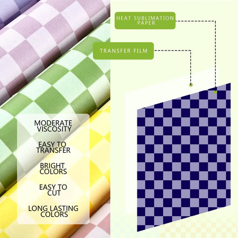 Checkerboard Sublimation Transfer Sheets Set, 12 Sheets 12 By 10 Inches, Colorful Check Pattern Paper for DIY crafts