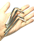 Four Piece One Quarter Inch Allen Wrench Set With Long Arm L Shaped Hex Keys, 3.54 Inch Long Arm And 1.38 Inch Short Arm in hand