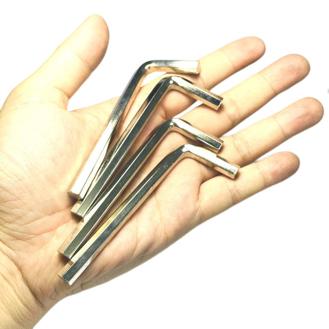 Four Piece One Quarter Inch Allen Wrench Set With Long Arm L Shaped Hex Keys, 3.54 Inch Long Arm And 1.38 Inch Short Arm in hand