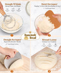 Ultimate Sourdough Starter Kit With Dutch Oven For Homemade Bread Baking Essentials Including Round And Oval Proofing Baskets, Linen Liners, Starter Jar, Silicone Spatula, Kitchen Scale, And Pro Grade Tools showcasing dough whisk, scraper, and bread lame.