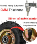 Built Like A Tank Heavy Duty 10 Inch Air Filled Rubber Swivel Caster Wheels 4 Pack showing 7.0mm thick tire with elbow inflation port.