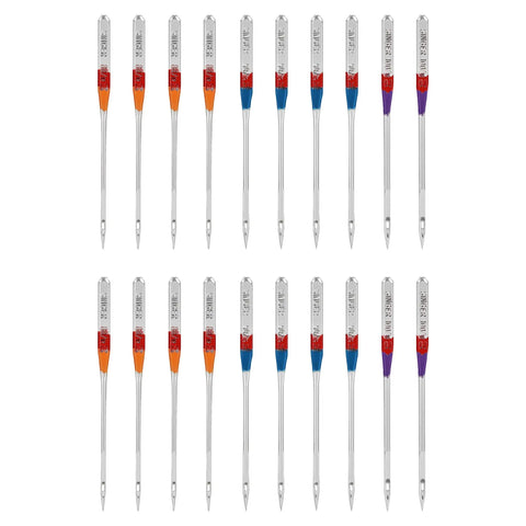 Universal Regular Point Sewing Machine Needles Set for Woven Fabrics Assorted Sizes 80 12 90 14 100 16 Two Packs Compatible With Most Machines Like Brother Kenmore Color Coded for Easy Size Pick and Smooth Stitching, assorted needles