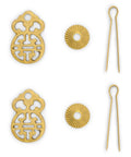 Wealth And Longevity Brass Cabinet And Furniture Pulls Set Of 2 in 2 inches wide shown with washers and pins