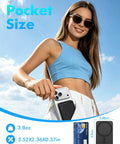 Ultra Slim Magnetic Portable Charger For Smartphones 5000mAh Power Bank Pocket Rocket attached to a phone in a pocket.