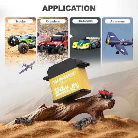 Beefy 24Kg Digital High Torque Programmable Metal Gear Steering Servo with applications for trucks, crawlers, on-roads, and airplanes