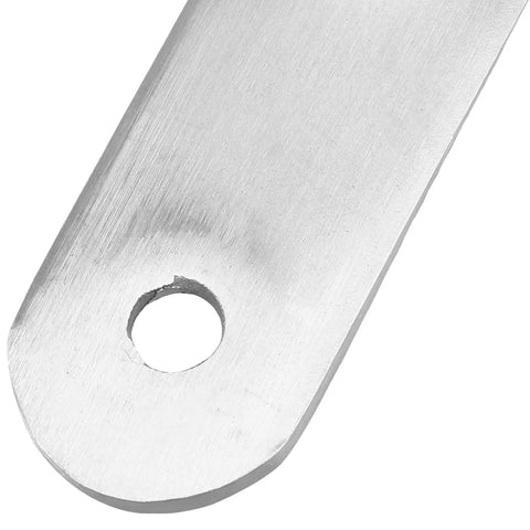 Close-up of Two Pack Stainless Steel Corner Brackets For Tables And Chairs With Quick No Fuss Installation, hole detail on silver brace.
