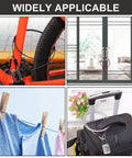 Red Six Point Six Feet Double Loop Security Cable Lock securing bike, door, clothesline, and luggage in versatile scenarios.