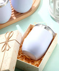 Snag This Solid Bulk Set Of Thirty 12 Ounce Double Wall Insulated Stainless Steel Tumblers With Lids And Straws Plus Cleaning Brushes For Weddings Parties And Favors in a gift box.