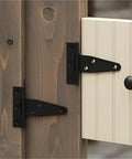 Heavy Duty Black T Hinge Door Gate Hardware For Shed Barn Garage And Cabinet With Included Mounting Screws Cold Rolled Steel Strap Hinge on wooden gate.