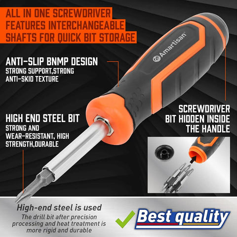 18 In 1 Multi Bit Screwdriver Set With Ergonomic Handle Portable All In One Tool Kit for various screw bit types