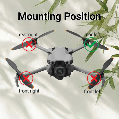Mounting position for Rear Left Arm Shell Replacement For DJI Mini 5 Pro Drone shown on drone diagram.